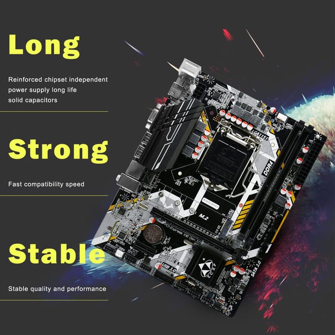 DDR4 B365A4 Computer Moederbord LGA1151 CPU Ondersteuning 64G Dual Channel Dual M.2 Interface Realtek zwart