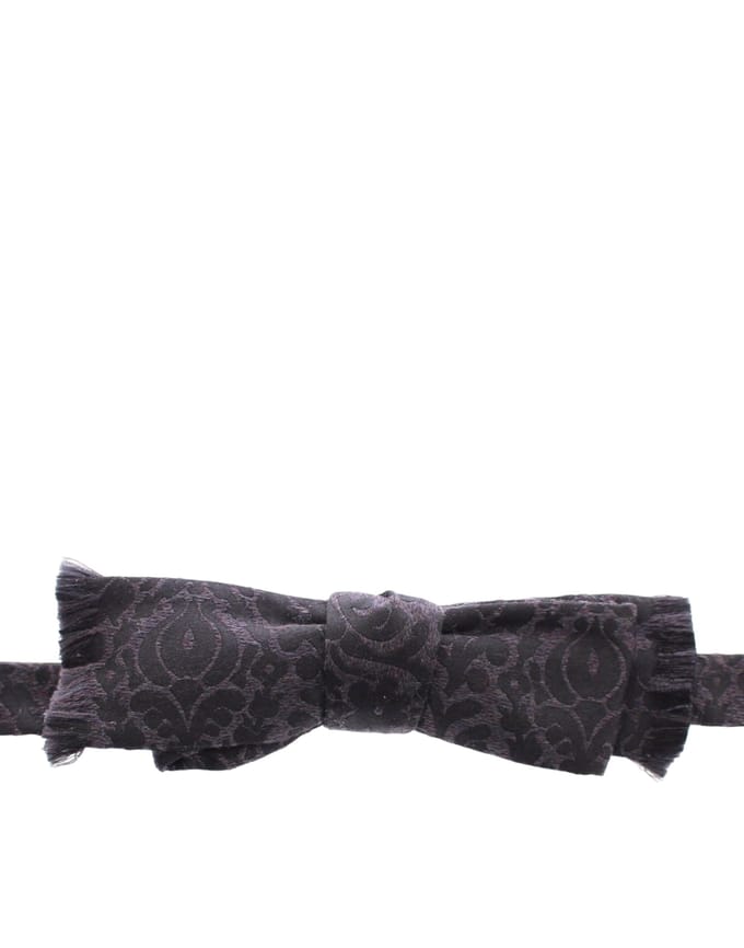 Dolce & Gabbana Grijs Zwart Wol Zijde Strikje