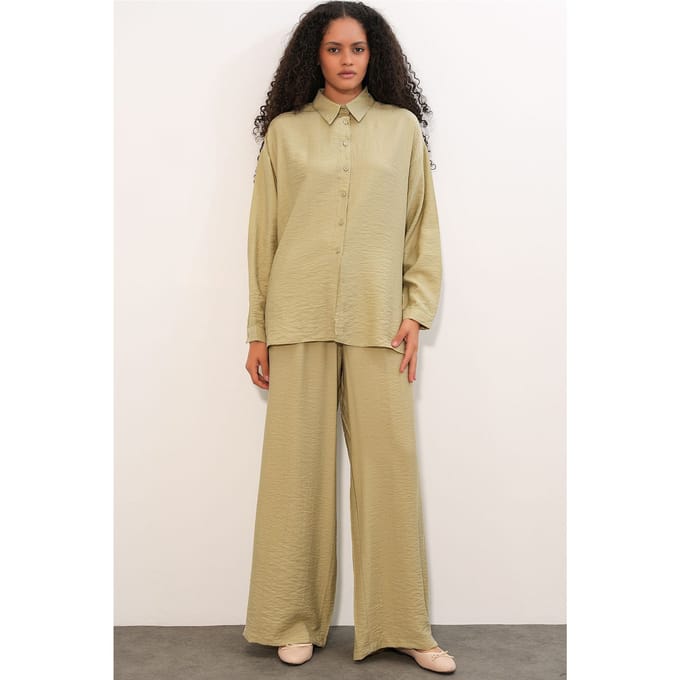 Gestructureerde Knop-Up Lange Mouwen Shirt