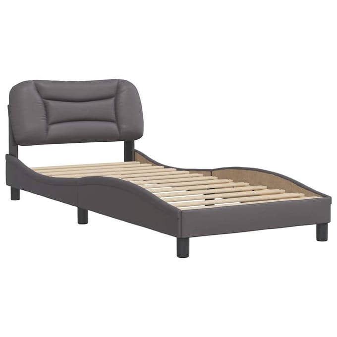 vidaXL - Bedframe - zonder - matras - "Hvar" - kunstleer - grijs - 90x190 - cm