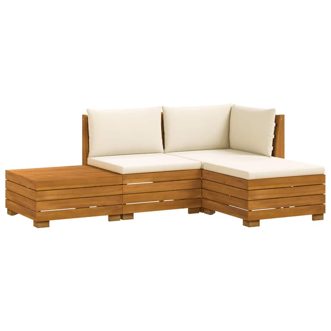vidaXL - 4 - st - Buiten - bank - set - Massief - Acacia - Hout - Bruin
