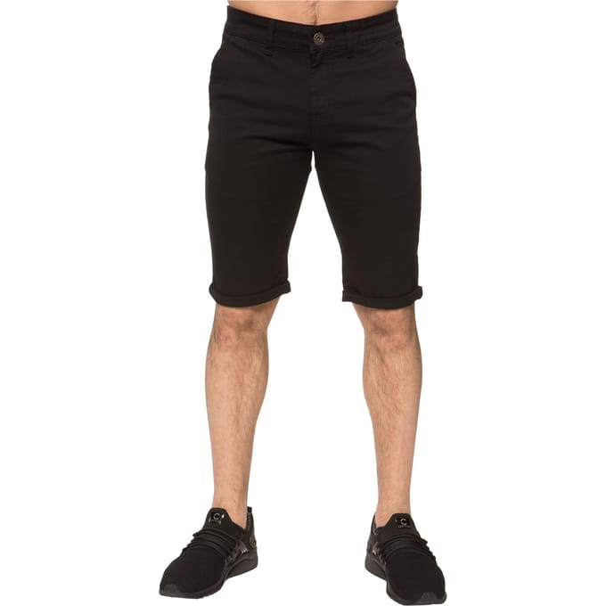 Enzo | Heren Slim Fit Stretch Chino Shorts - Zwart