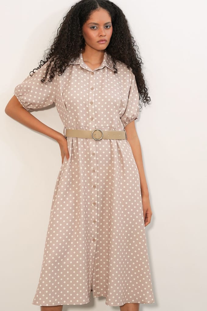 Polkadot Middellange Hemdjurk met Ceintuur