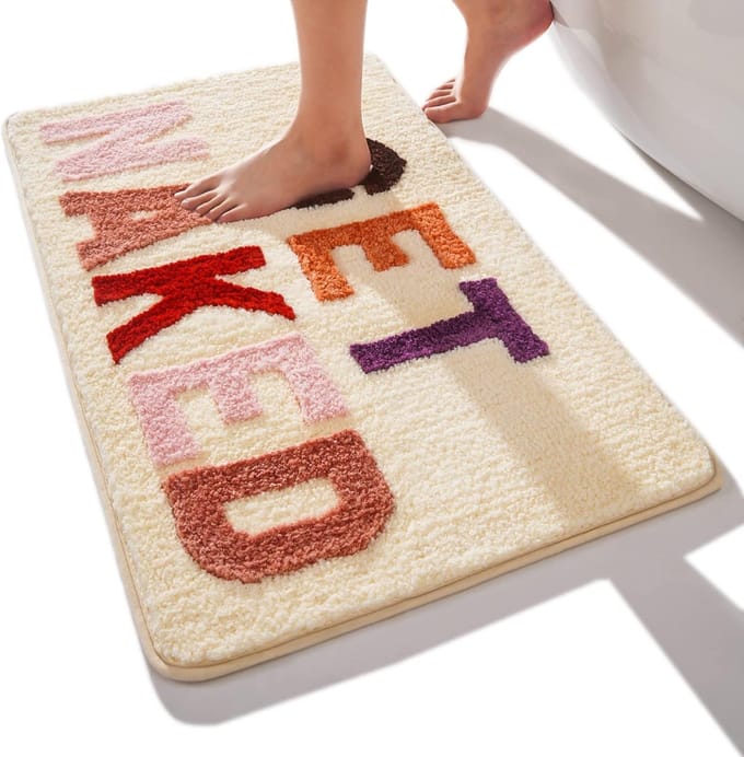 Beige pluche badmat - 3D-effect - comfortabel en antislip - 40x60 cm