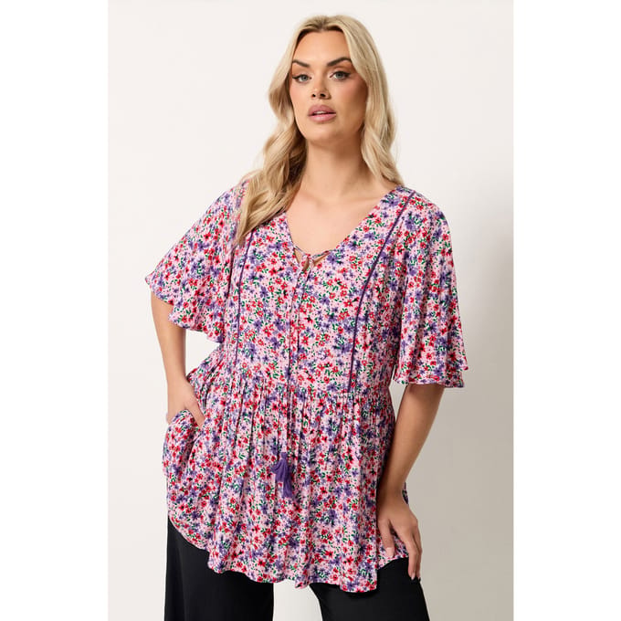 Yours Roze Topje Met Striksluiting Size 50-52