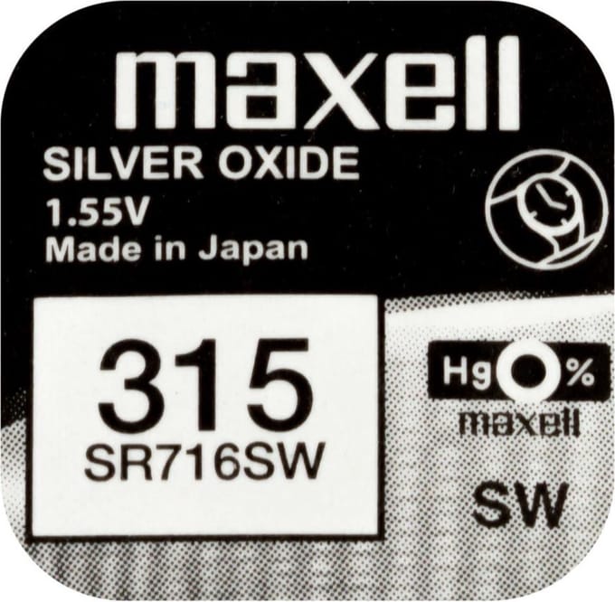 MAXELL 315 - SR716SW - Zilveroxide Knoopcel - horlogebatterij - 2 (twee) stuks