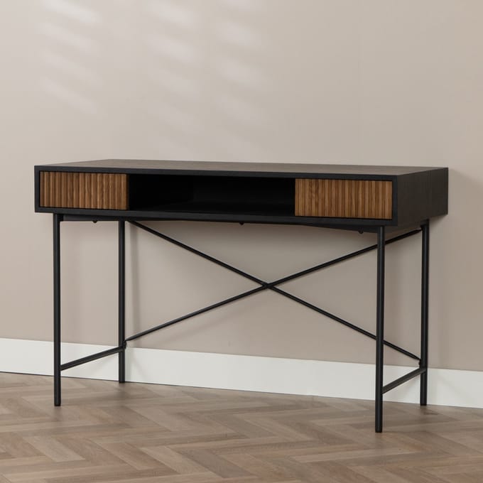 Bronx71® Bureau Maury zwart/rustiek eiken 120x55x77 cm