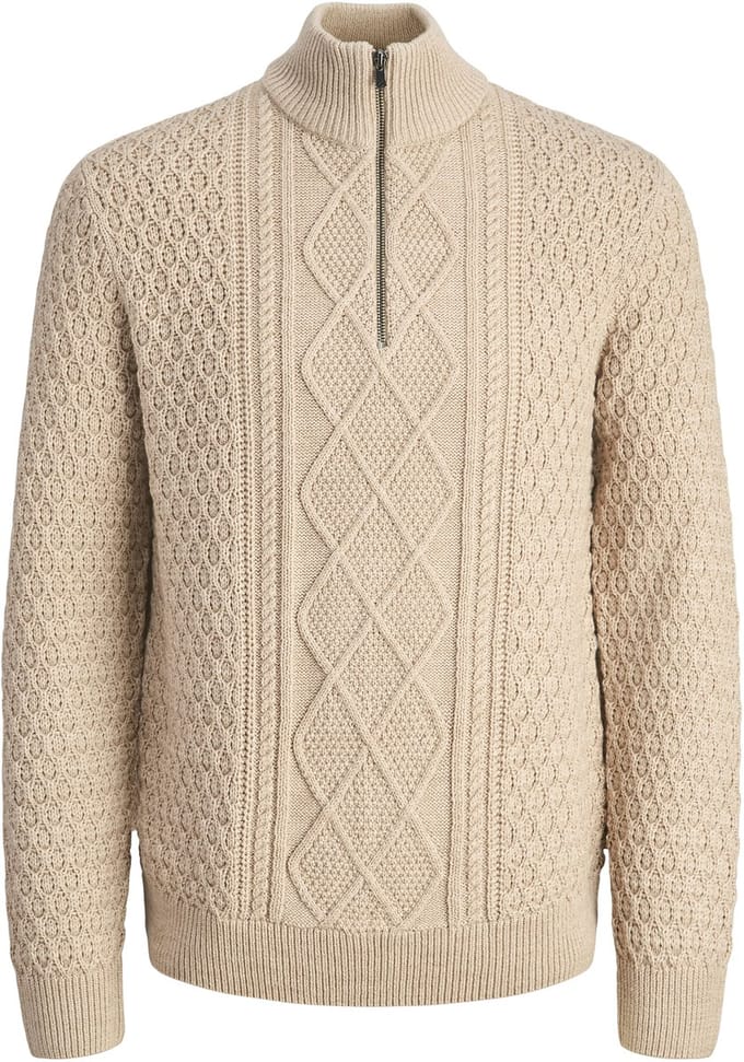 Jack & Jones - Heren Trui North Knit High Neck - Beige - Maat M
