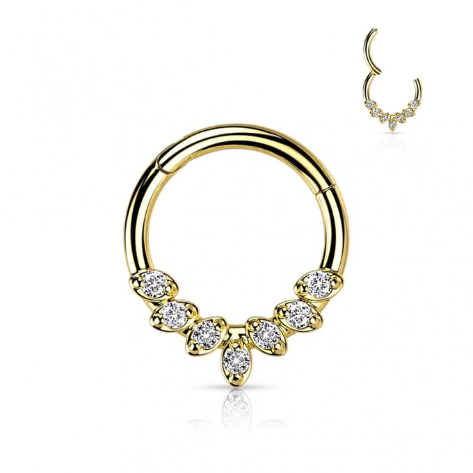 Piercing PVD high quility facing 7leafs 1.2x10 - goud - LMPiercings