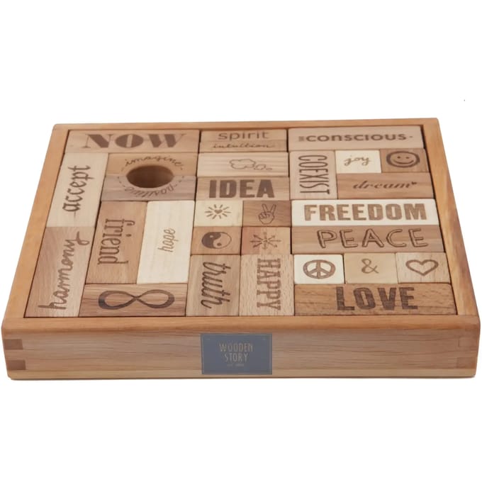 Bouwblokken Wooden Story Peace & Love (x29)