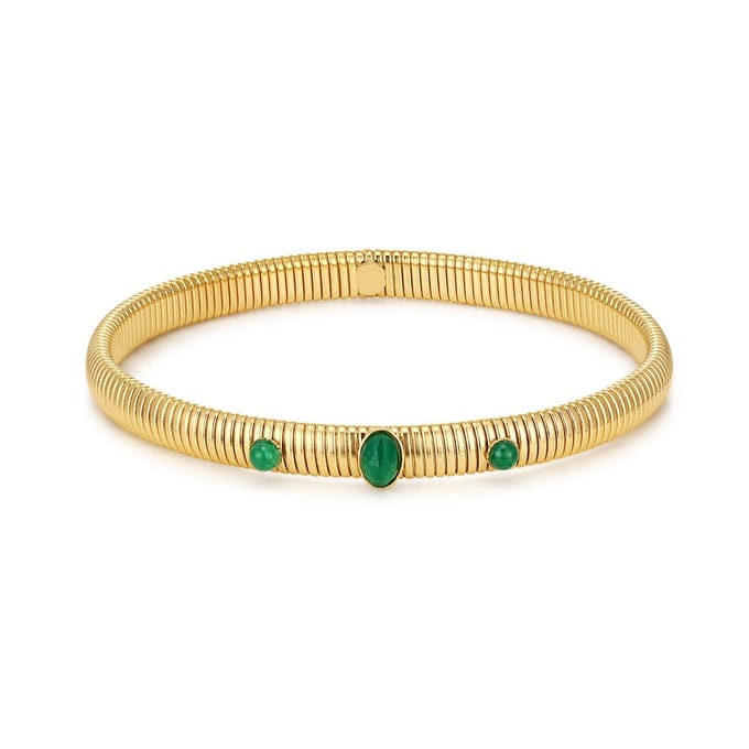 Twice As Nice Armband in edelstaal met groene stenen Goudkleurig 19cm