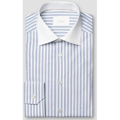 Eton Overhemd Multi Micro Stripes Luxury Organic Supima Cotton 120 Twill Blauw / male