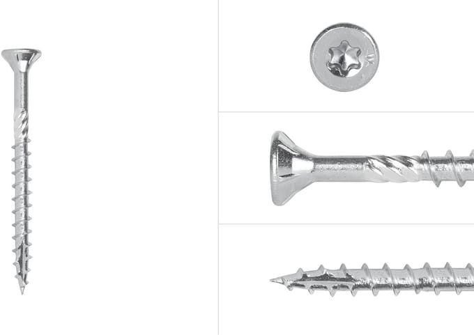 Wovar Spaanplaatschroeven Verzinkt 4 x 50 mm Torx 20 Deeldraad | Doos 200 Stuks