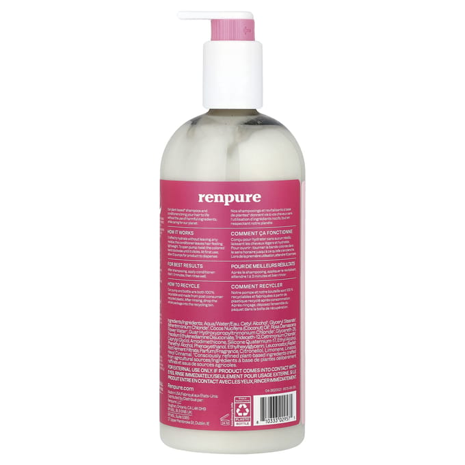 Renpure, Après-shampoing à l'eau de rose, 24 fl oz (710 ml) white