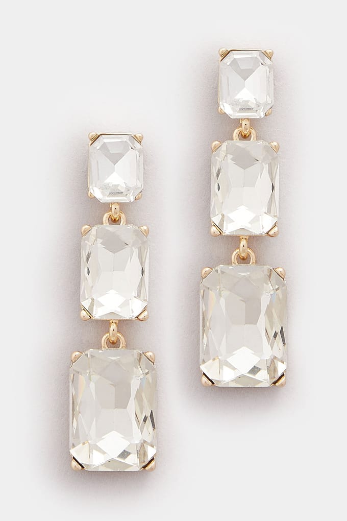 Yours Goudkleurige Diamanten Triple Drop Oorbellensize One Size