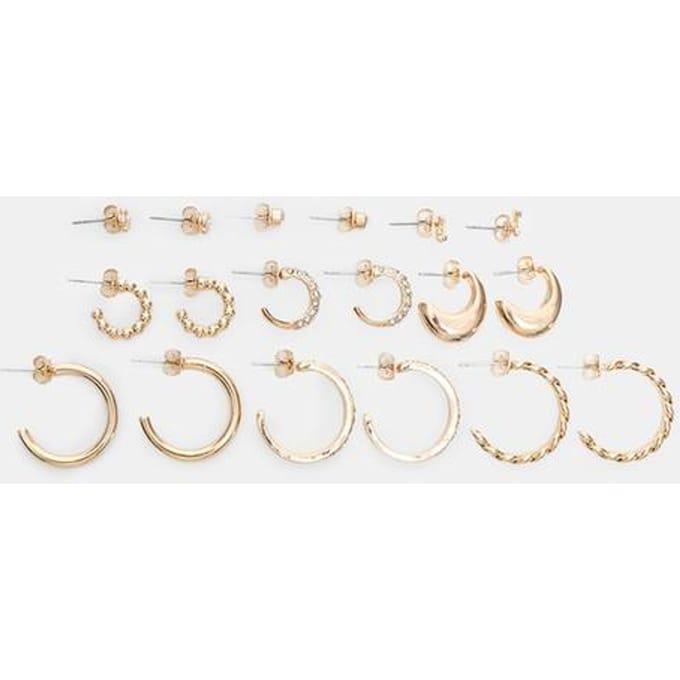 Stradivarius Set van 9 vlinder oorringen  Goud OS