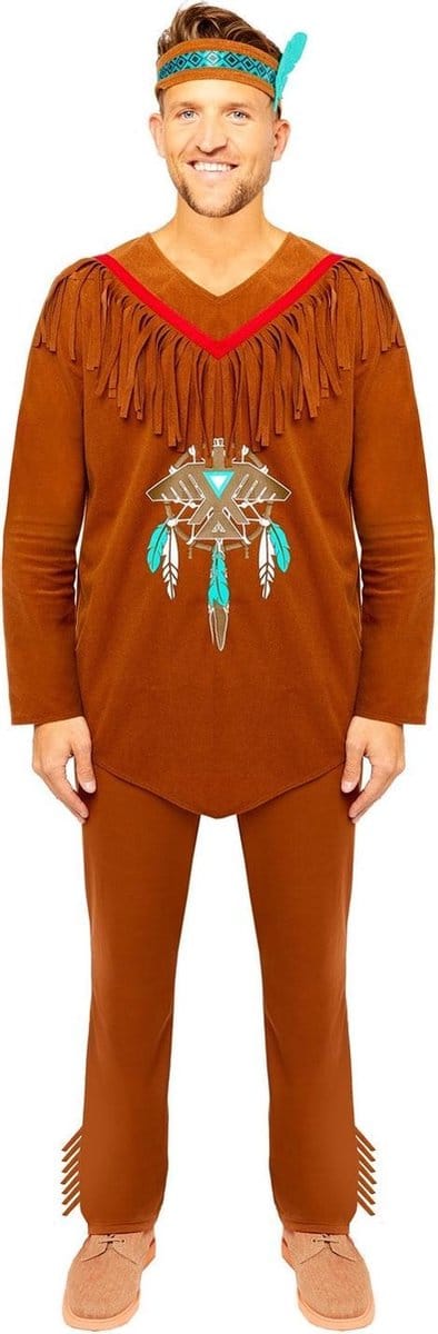 Amscan Verkleedpak Native American Heren Katoen Bruin Maat M