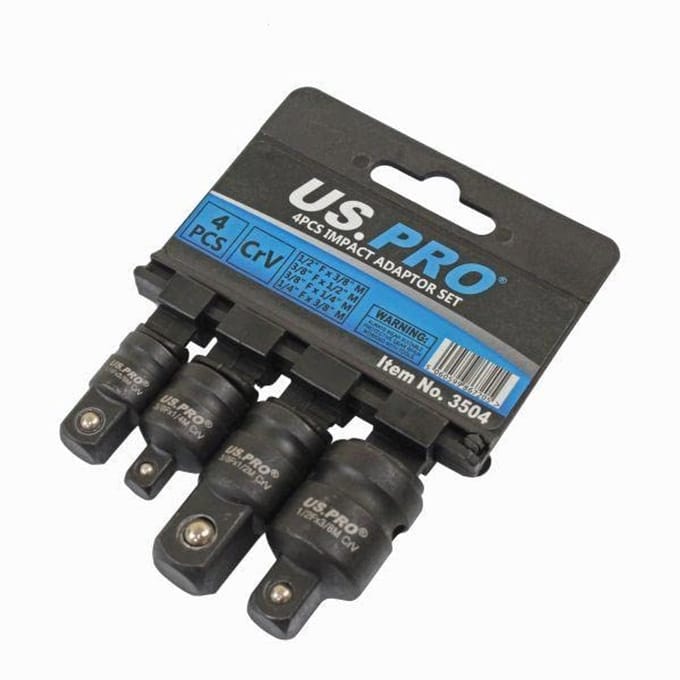 Impact Adapter Set 4 Stuks 1/4" 3/8" 1/2" Reducer