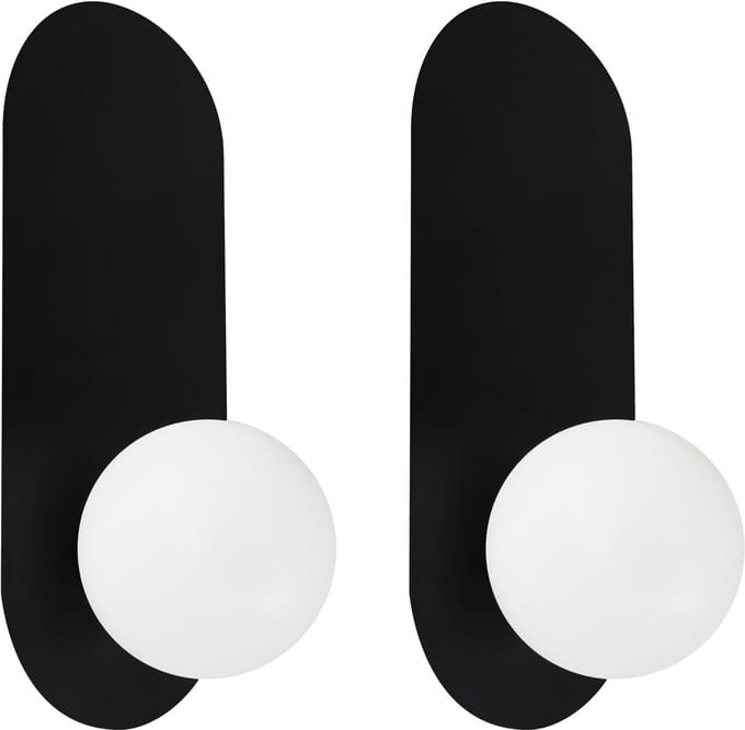 LEISI - Wandlampen set van 2 - Zwart - Opaalglas