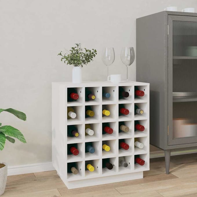 vidaXL - Wijnkast - 55,5x34x61 - cm - massief - grenenhout - wit