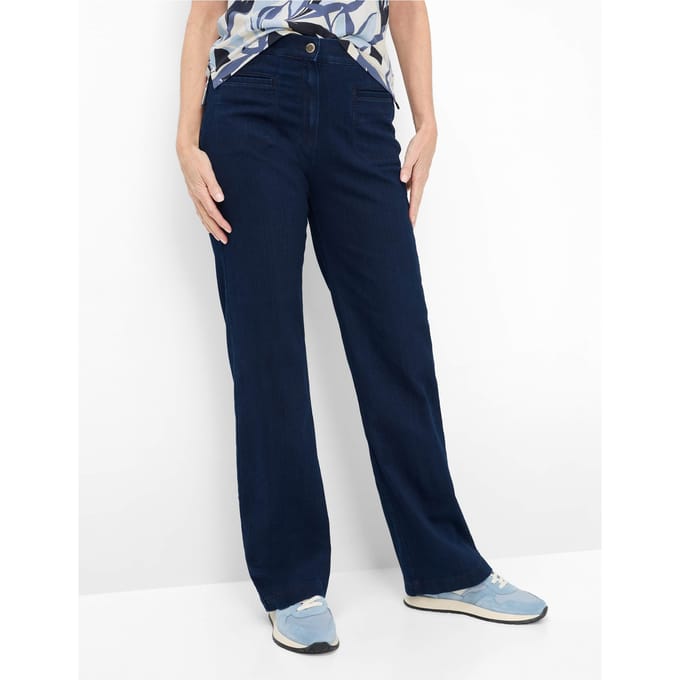 Raphaela by Brax Dames Broek  Style PEGGY FLARED DARK BLUE, denim donkerblauw, maat 50K