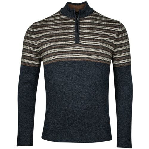 Baileys Trui Half Zip Jacquard Top Stripe Design Single Knit Dark Blue / male