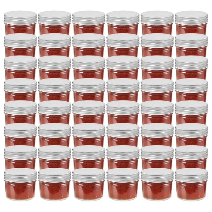 vidaXL - Jampotten - met - zilverkleurige - deksels - 48 - st - 110 - ml - glas
