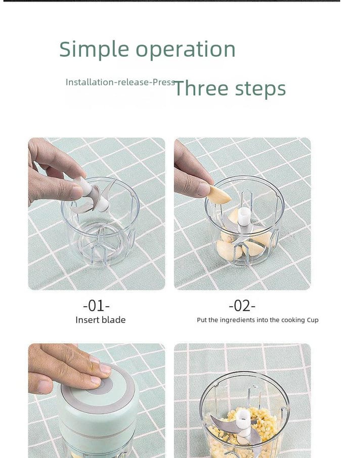 Mini Presse-Ail Électrique Sans Fil & Machine à Pâte gray