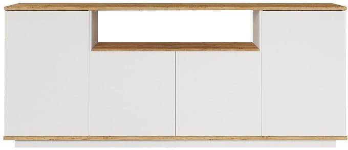 Vente-unique Buffetkast met 4 deuren en 1 plank - Licht naturel en wit - LOTULA