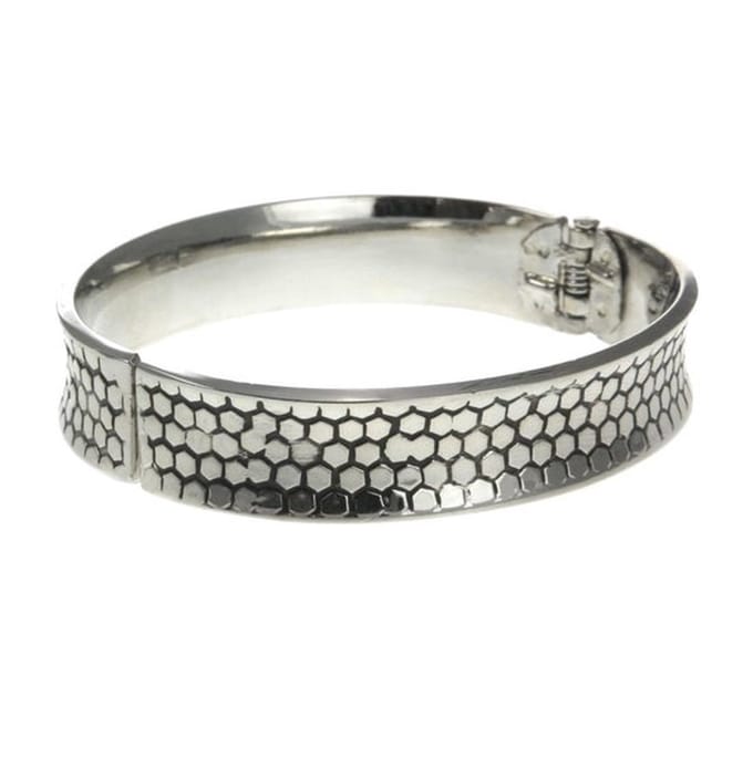 Behave - Armband - Zilverkleurige bangle - Geometrisch patroon - Elegant