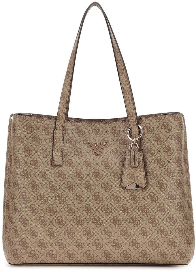 GUESS schoudertas Meridian II Girlfriend Tote Bag Latte Logo Lichtbruin