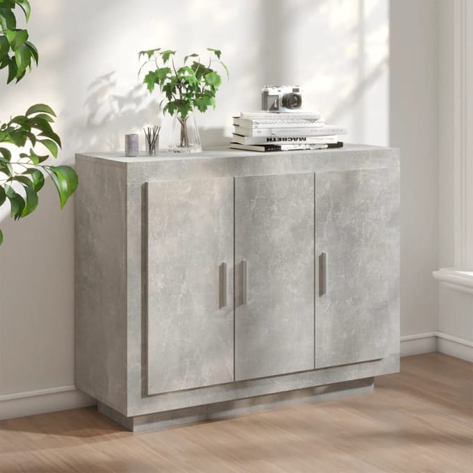 vidaXL - Dressoir - 92x35x75 - cm - bewerkt - hout - betongrijs