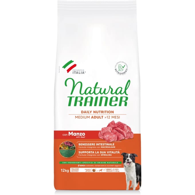 Natural Trainer Volwassen Medium met rundvlees - Dubbelpak: 2 x 12 kg