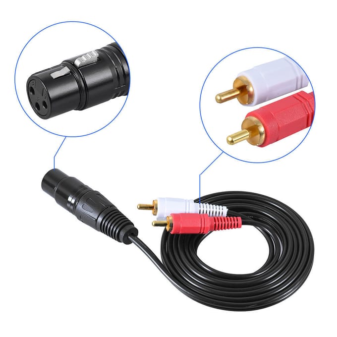 1,5 m Stereo Audio Splitter Patch Y-kabel Snoer 1 XLR Female naar 2 RCA Stekker