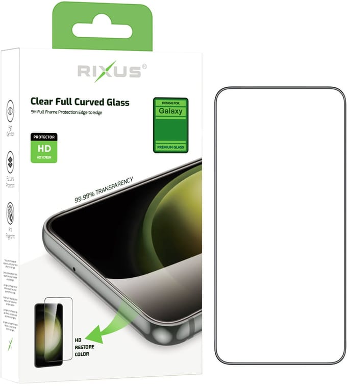 Rixus Clear HD Full Curved Edge Tempered Glass For Samsung Galaxy S23 FE, A54