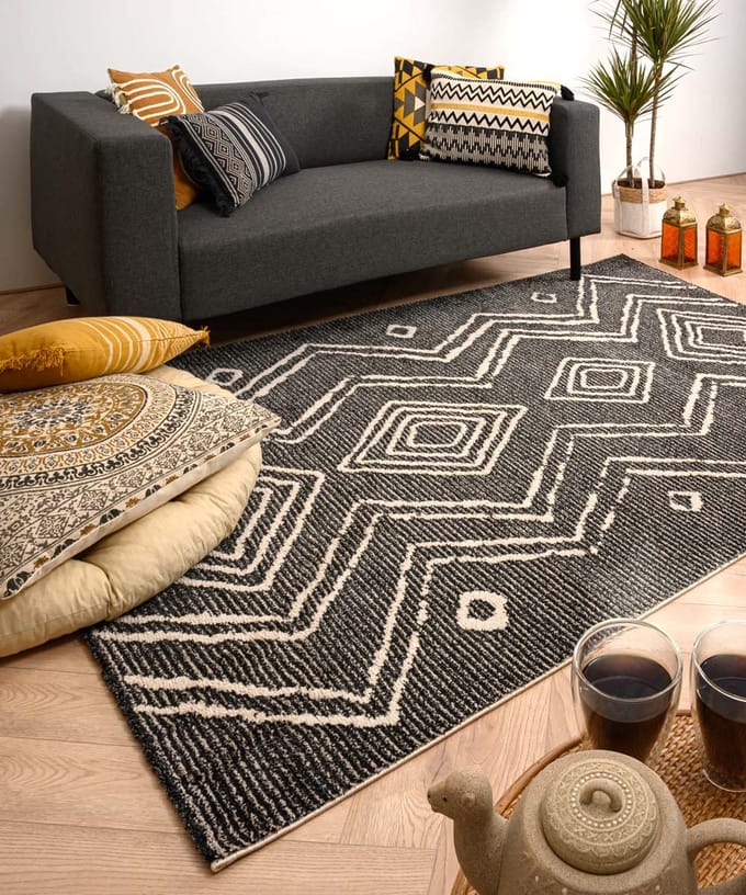 Berber vloerkleed - Beni Ouarain Bahij antraciet/crème 280x380