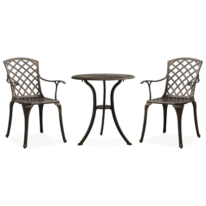vidaXL - 3-delige - Bistroset - gietaluminium - bronskleurig