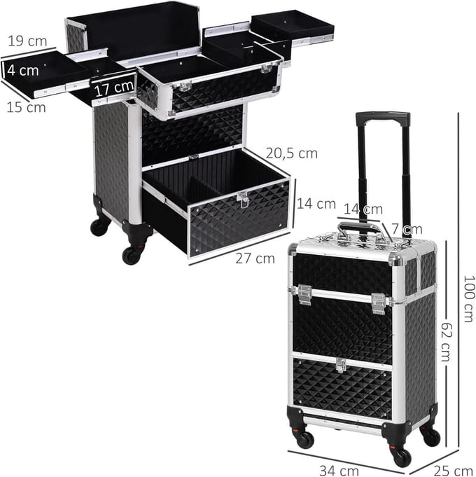 Kapperskoffer - Make Up Trolley - Beauty koffer - reiskoffer