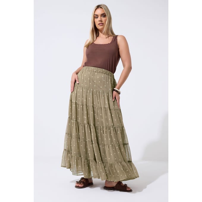 Limited Collection Naturelbruine Chiffonrok Met Stippen Size 40