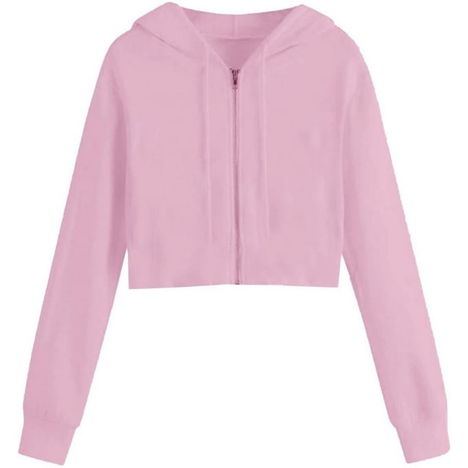 Miso Dames/Dames Relaxed Fit Crop Hoodie (Roze)