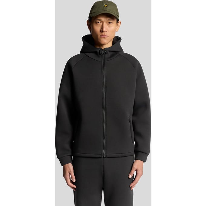 Lyle & Scott neopreen hoodie met volledige ritssluiting - zwart