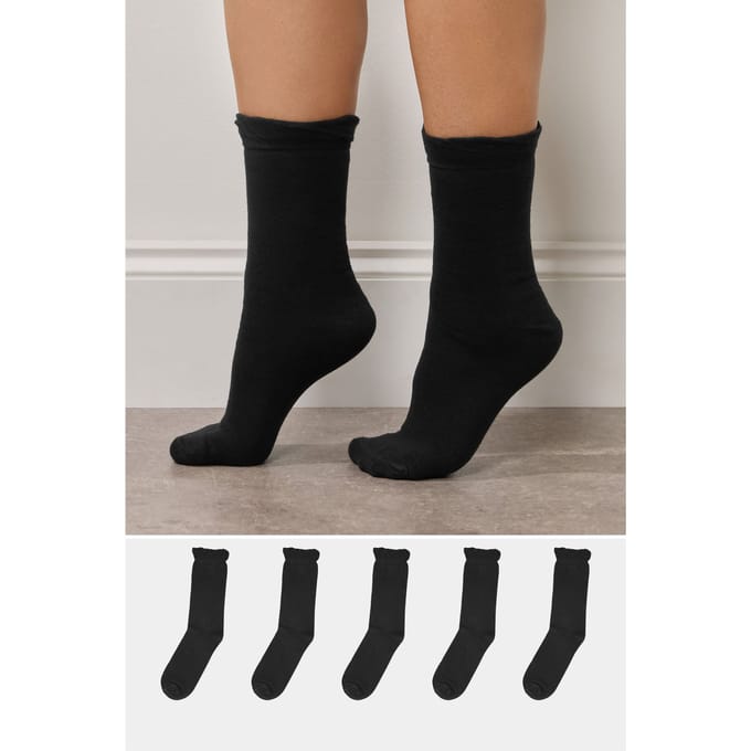Yours 5Pack Zwarte Enkelsokken Met Ruches Aan De Zoom Size 37-40