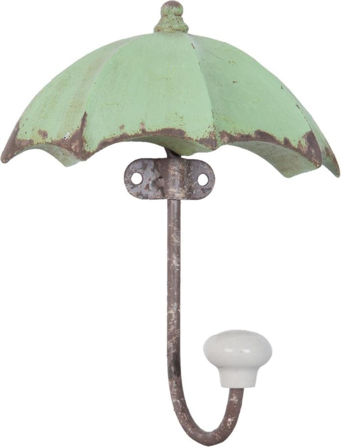 Clayre & Eef Wandhaak 12x5x15 cm Groen IJzer Paraplu