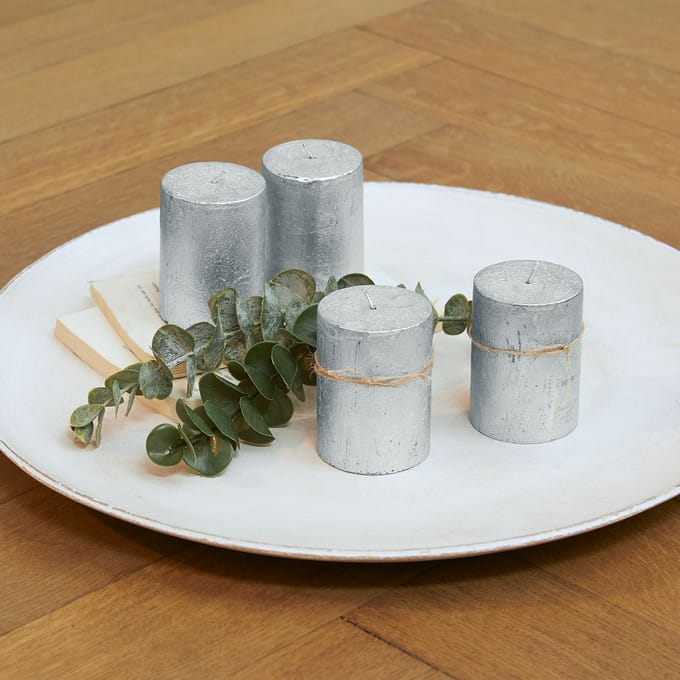 LOBERON Kaars set van 4 Virrans zilverkleurig
