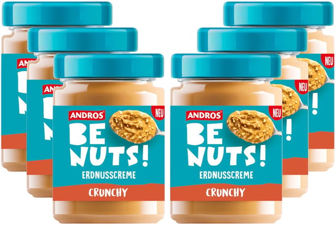 Andros Be Nuts! Crunchy - Multipack - Pindakaas - 1950g (6x325g)