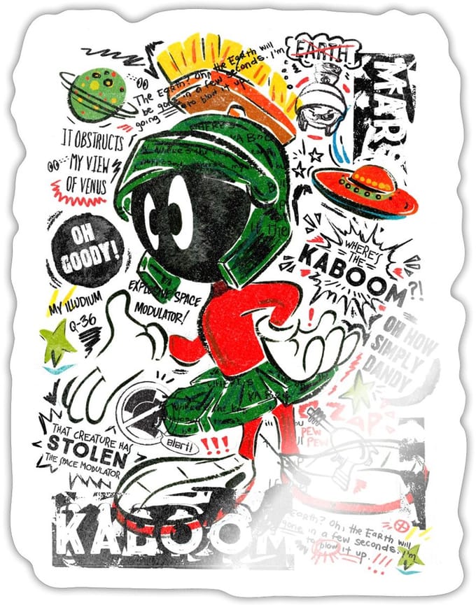 Looney Tunes Marvin The Martian Sticker Maat S (max. 10 x 10cm)