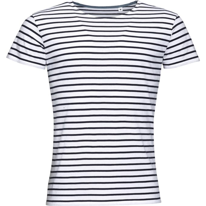 SOLS Heren Miles Gestreept T-Shirt met korte mouwen (Wit/Zwaar)