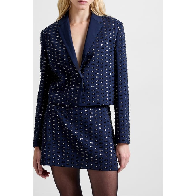 French Connection Sherry Embellished Blazer Navy Größe: M | Blazer Outlet | Damen | Blau