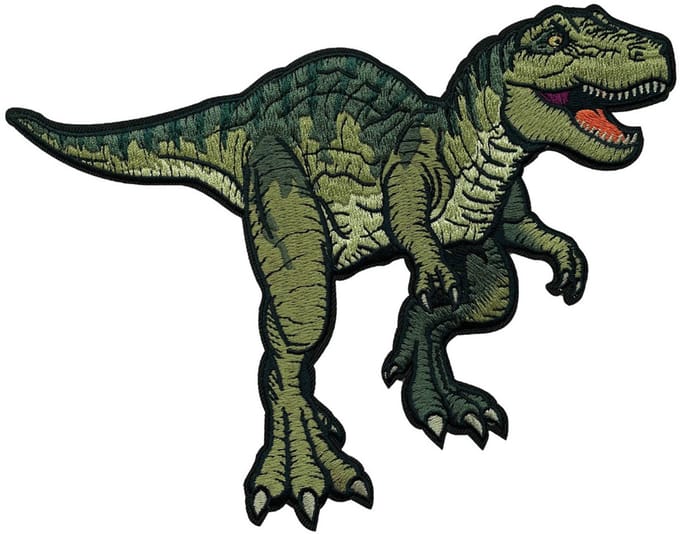 Strijkplaatje voor zelfgemaakte stofetui, T-Rex.