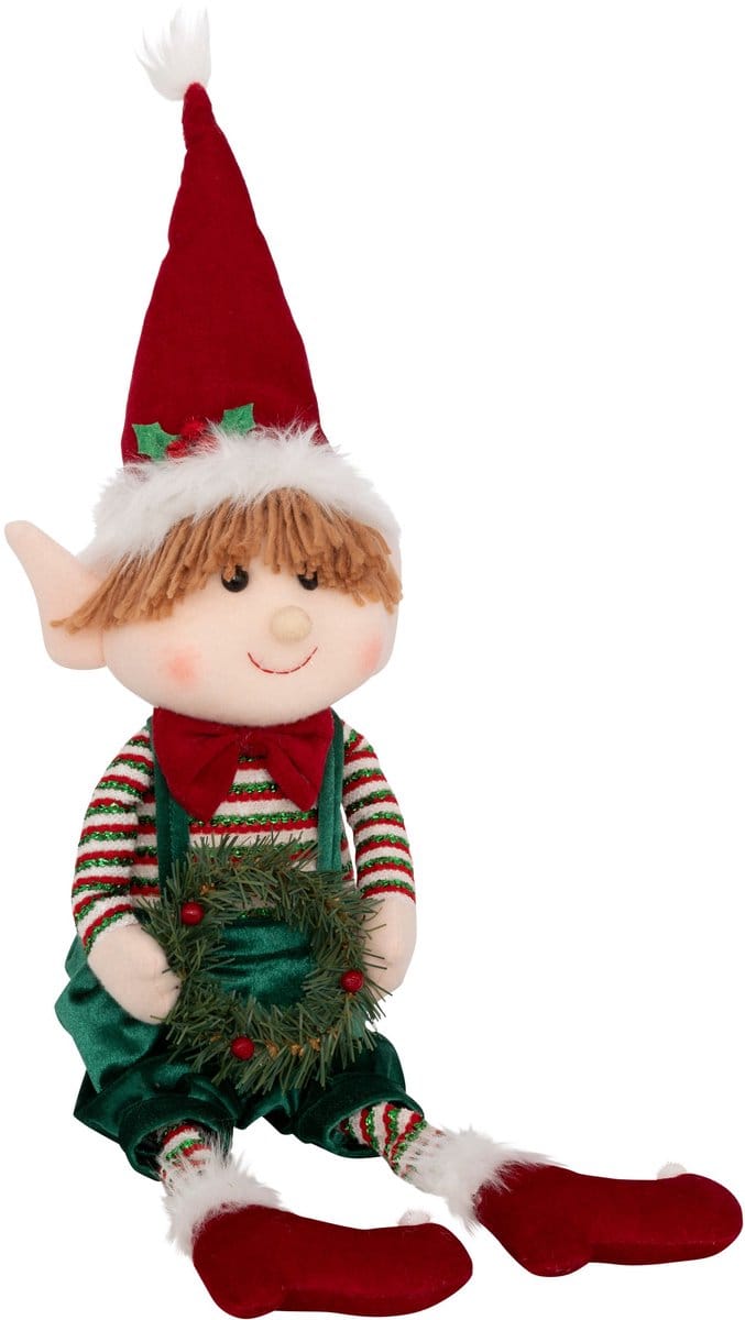 Fééric Lights and Christmas Kerstdecoratie Zittende Elf - H68cm - Beeld - Kerstmis - 1 stuk